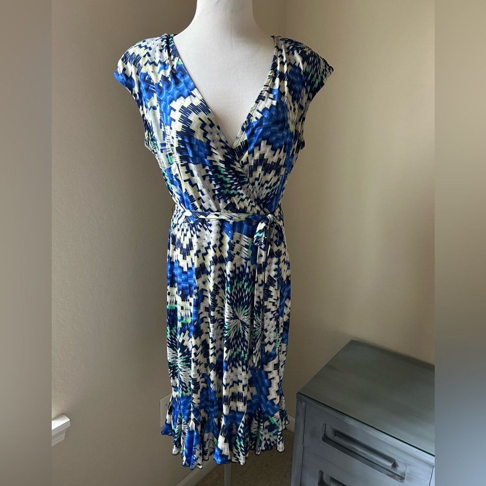 Glamour Blue and White Midi Dress